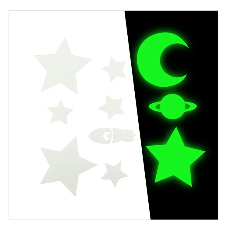 Non-toxic halloween eco friendly removable custom glow in the dark wall stickers stars