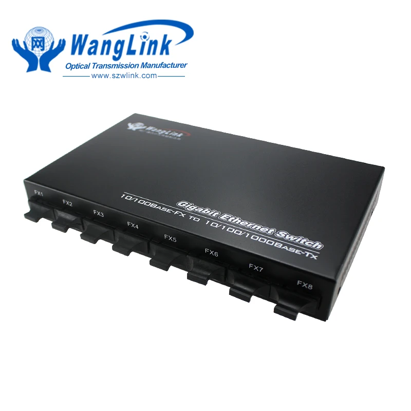 10/100 Мбит/с быстрой передачи данных 8 портами волокна + 2 порта Ethernet Dual media converter