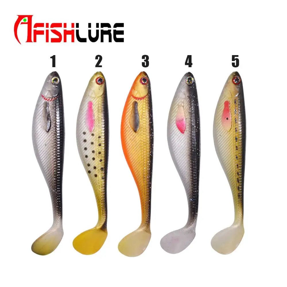 Custom colors soft fishing lure 100mm 6g 3pcs a bag soft baits Painting Paddle Tail Soft Fish