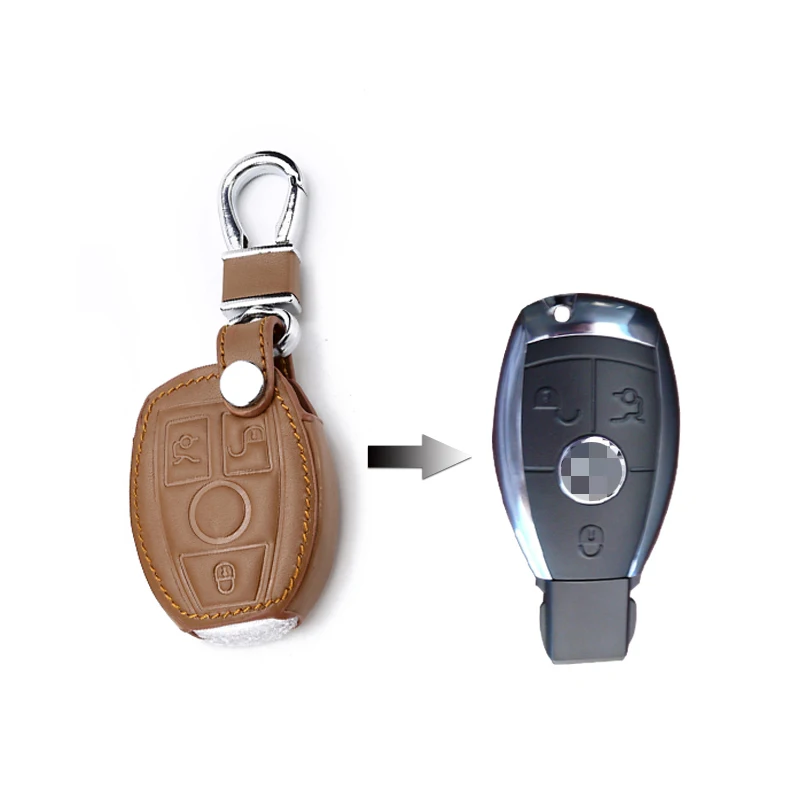 leather car key cover keychain case for Mercedes benz CLS CLA GL R SLK AMG A B C S class Remote holder accessories