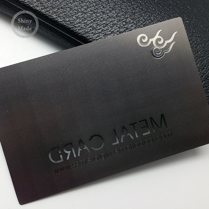Black color metal plate etched matt metal stainless steel business card with luxury custom texture