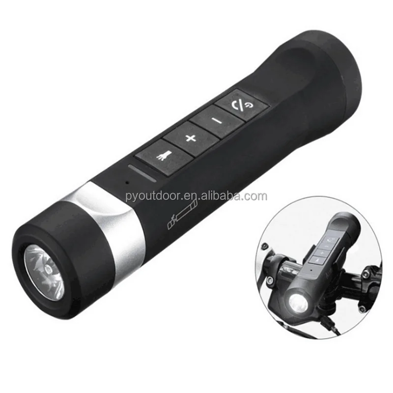 High quality  Mini multi-function  waterproof IPX5  led torch flashlight Wireless stereo Speaker with Microphone music