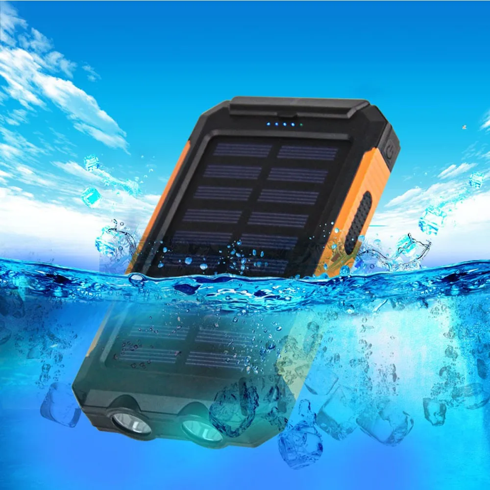 Портативный Power Bank Dual USB Power Bank 8000 мАч водонепроницаемый Power Bank bateria внешняя портативная солнечная панель со светодиодной подсветкой