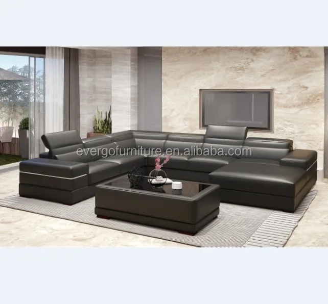 
Evergo furniture corner sofa living room sectional leather sofa set 
