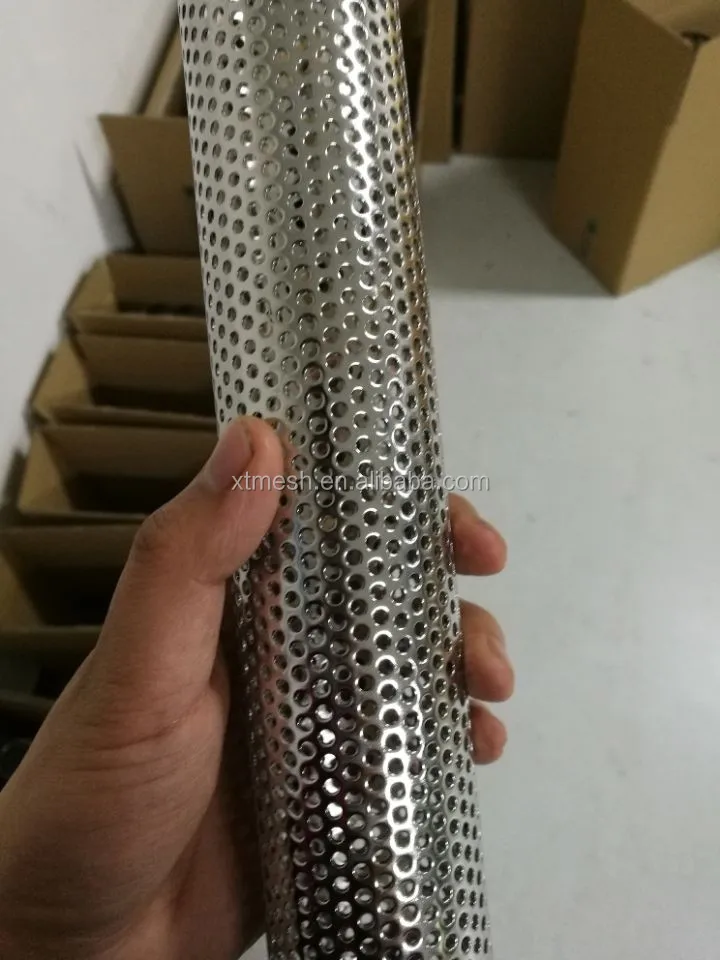SS304 316 round hole stainless steel perforated tube for motor cycle/automobile muffler exhaust system
