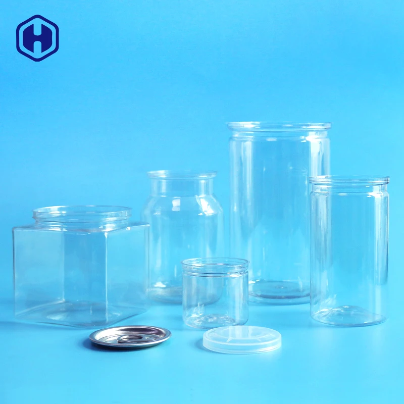 Factory manufacture canning Transparent Bulk Easy open Sealable Packing Ring pull Safe Pet Food Plastic empty can
