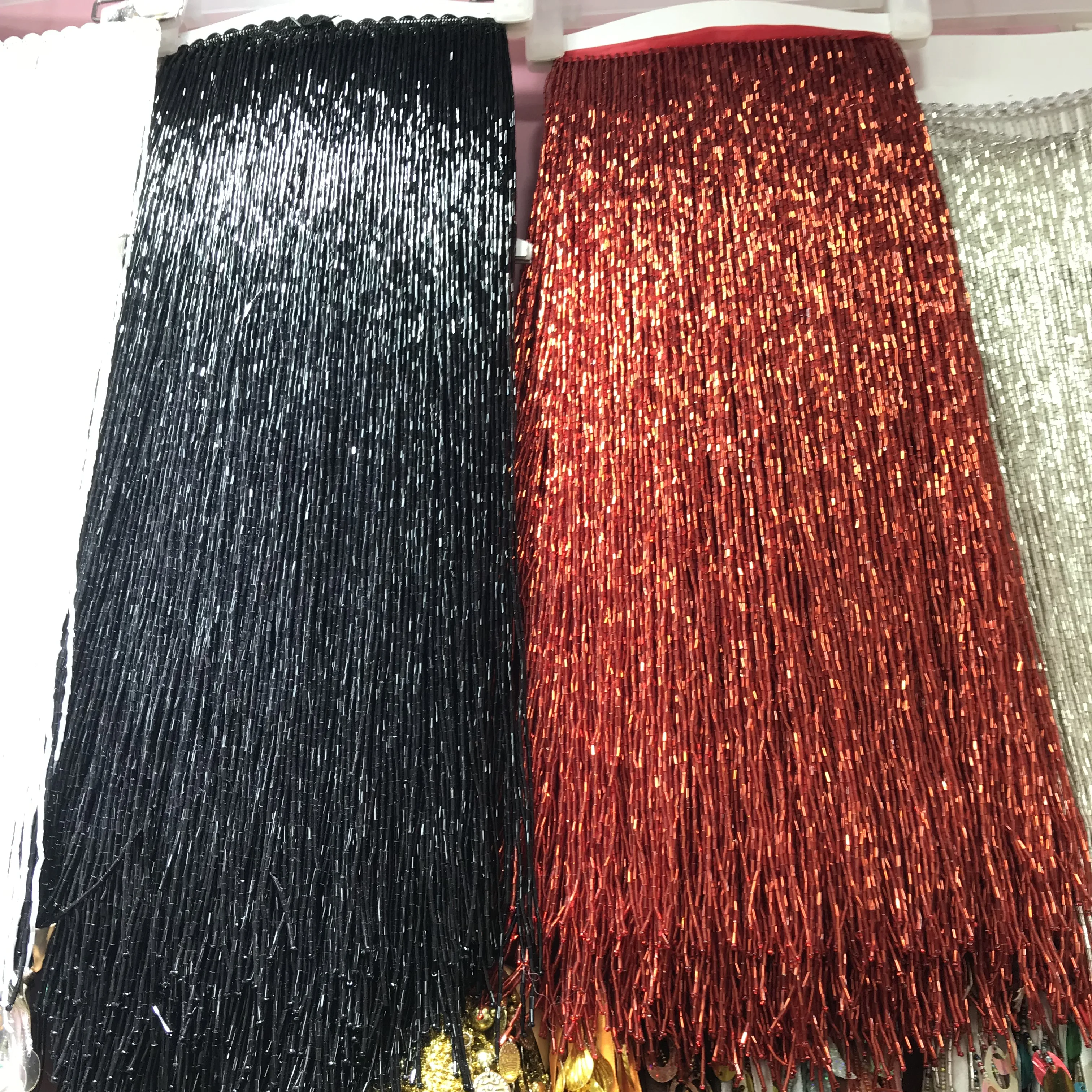 50 cm with bugle beads fringe tassel decorative trims  in Red