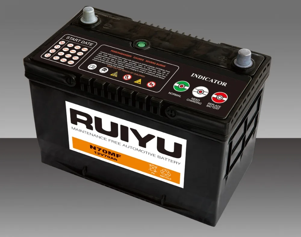 12V70AH Super Diesel Engine Starting Maintenance Free Battery Ruiyu Brand Automobile Car Battery 65D31L