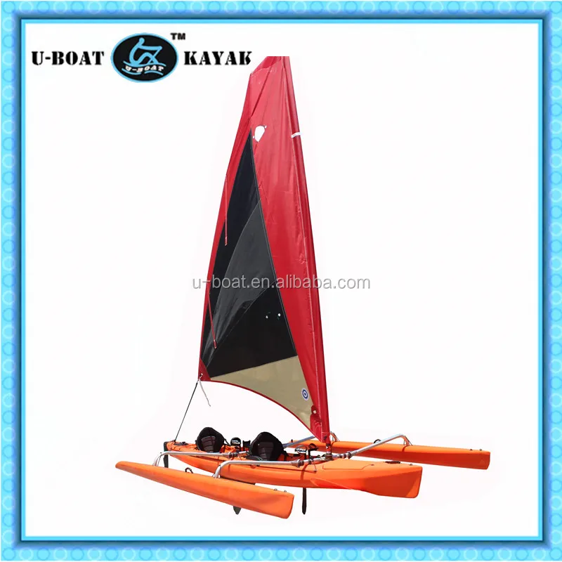 
18ft plastic sailing boat with foot drive pedal system and rudder 