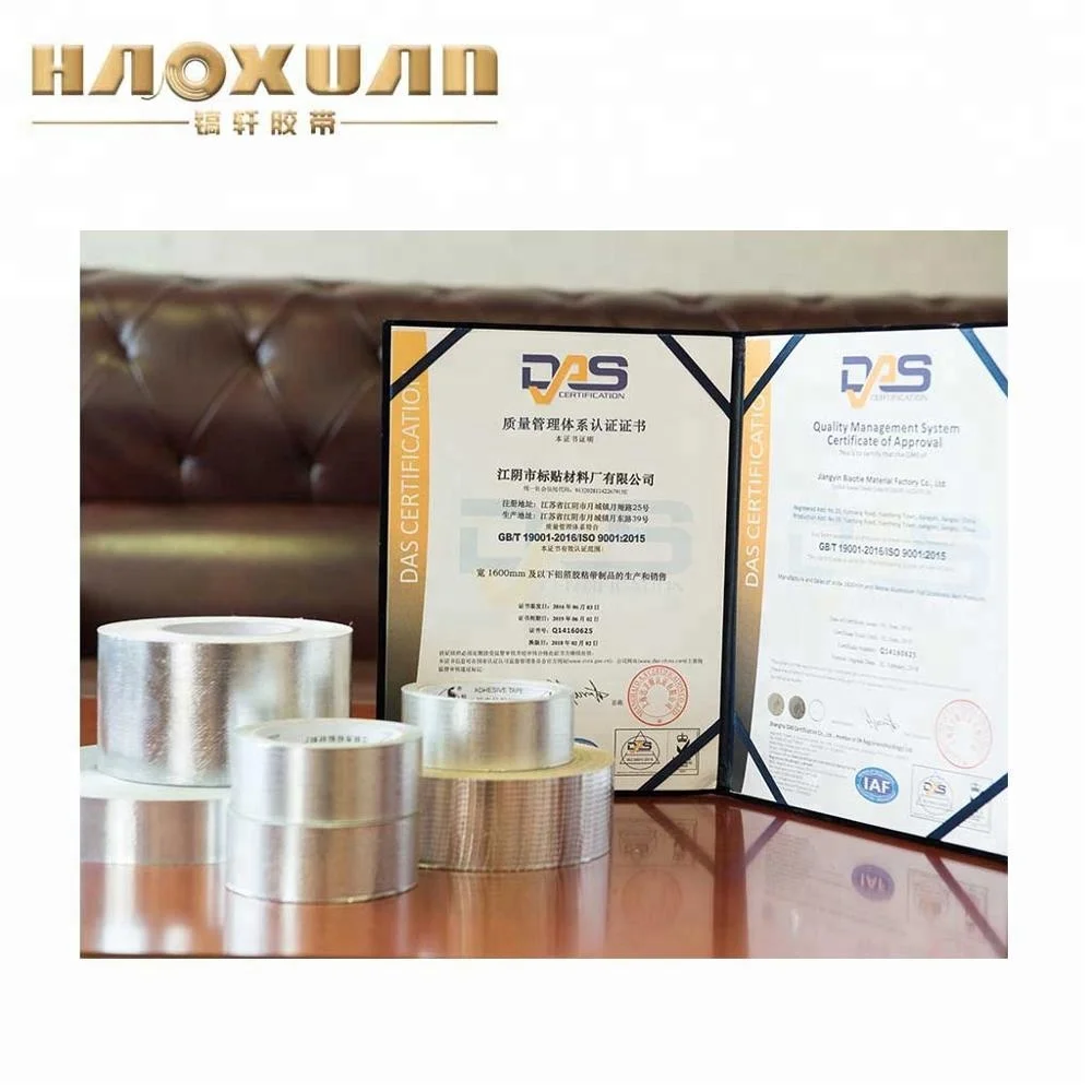 80 Micron Silver Aluminum Foil Tape Butyl Specification Single Sided Pressure Sensitive Adhesive Water Activated for Car Making