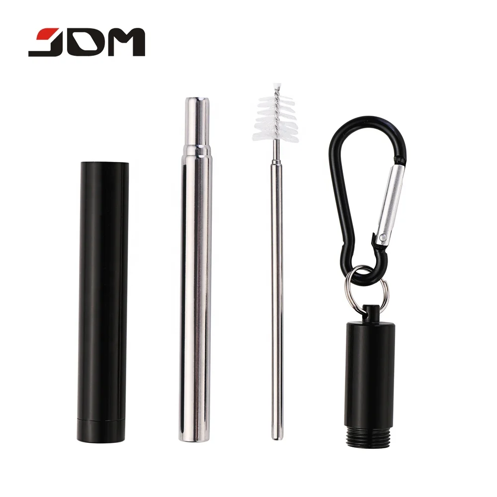 Stainless steel wholesale folding telescopic metal reusable drinking straw with customized logo