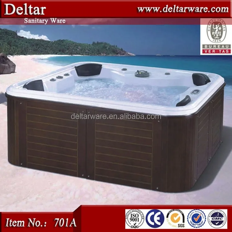 1.84 meter length home garden use wooden bathtub with lid on , air jet massage wood bathtub