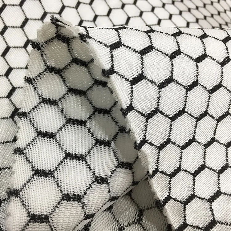 Honeycomb Pattern Black White 100% Polyester Backpack 3D Air Mesh Fabric