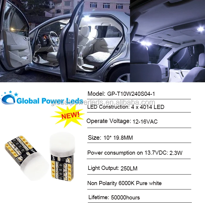 new T10 194 error free signal light led car 4014SMD W5W canbus 12v side light for germany car