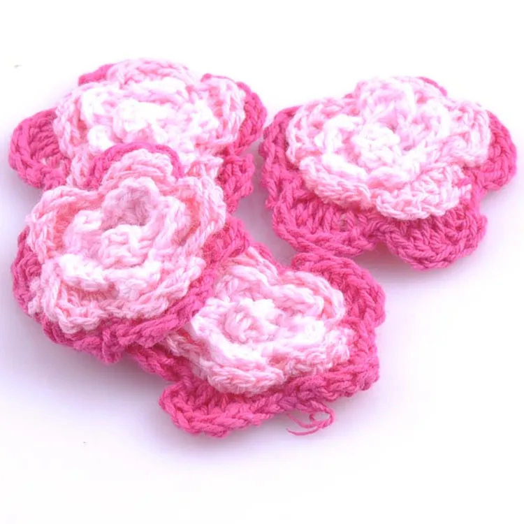 
Custom Colored Fabric Sewing Applique Handmade Crochet Flowers 