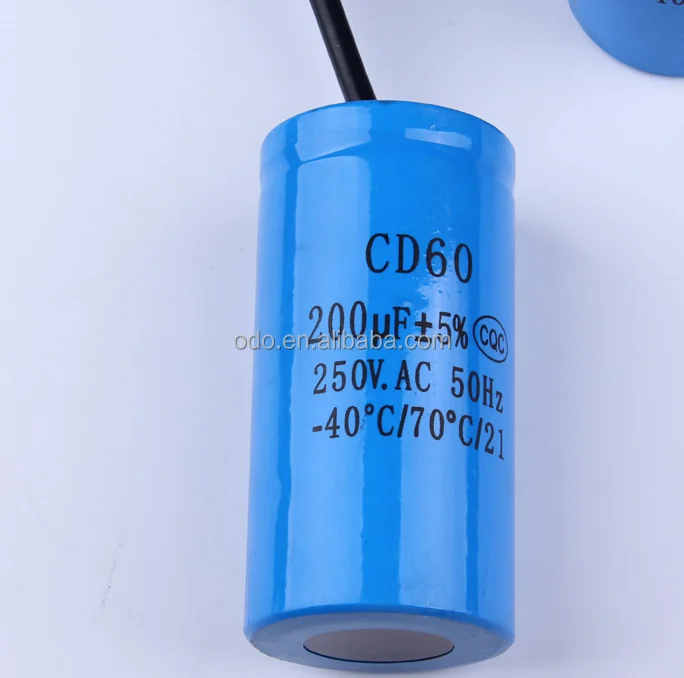 custom size china 200uf 250v cd60 start aluminum electrolytic capacitor general purpose for motor en60252 with CE&ISO