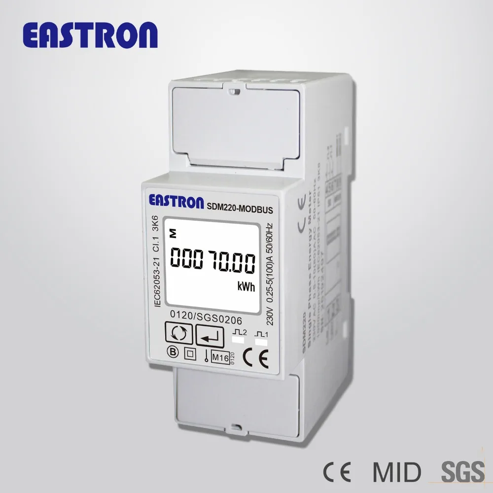 SDM220-Modbus MID Certified Single Phase DIN Rail Energy Meter 2P kWh meter,DIN-Rail Modbus Energy Meters