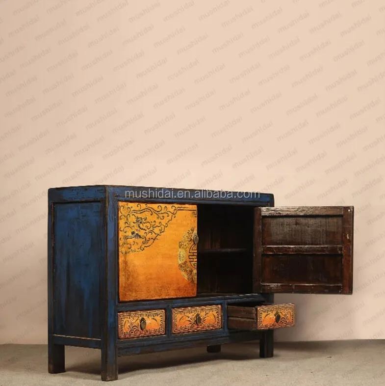 
Chinese solid wooden painted furniture unique furniture wooden painted furniture solid wood home storage cabinet storage cabinet 