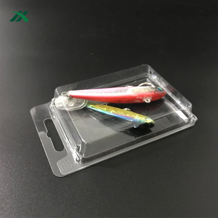 PET transparent stock fishing lure clamshell packaging