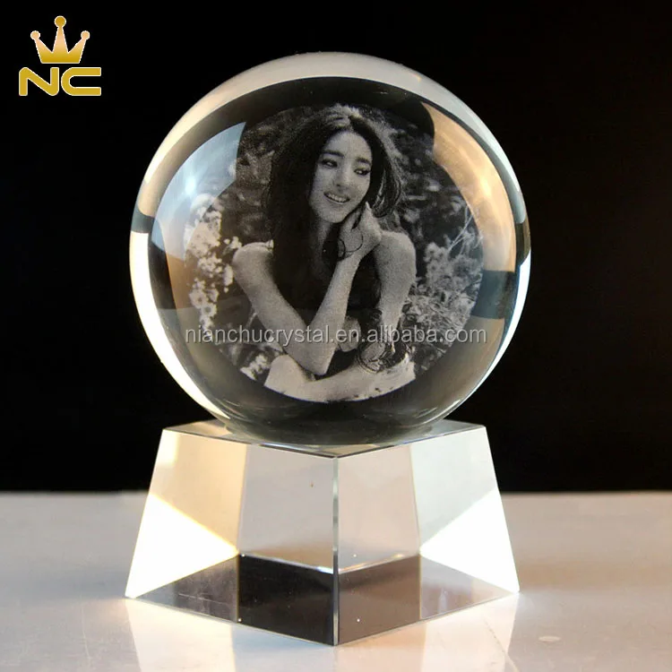 Personalized 3D Laser Engraved Round Crystal Dragon Ball Glass Earth Ball For Business Love Gifts