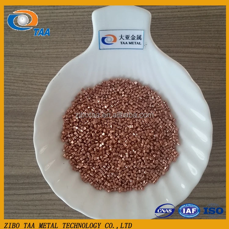 Copper blasting grit and copper cut wire shot