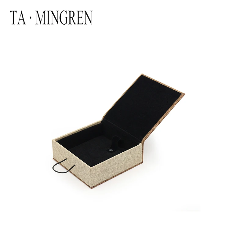 
High Quality Eco-Friendly Custom Linen Wood Jewellery Necklace Box With Logo 