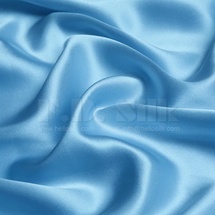 low minimum spandex silk fabric and 16mm silk stretch satin for silk dress blue color