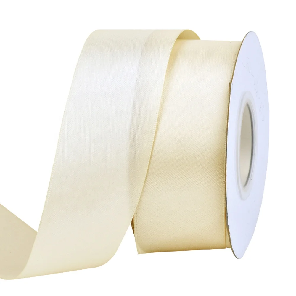 Yama factory customized available polyester solid color 100 yards/roll stocked double faced 38 MM satin ribbon