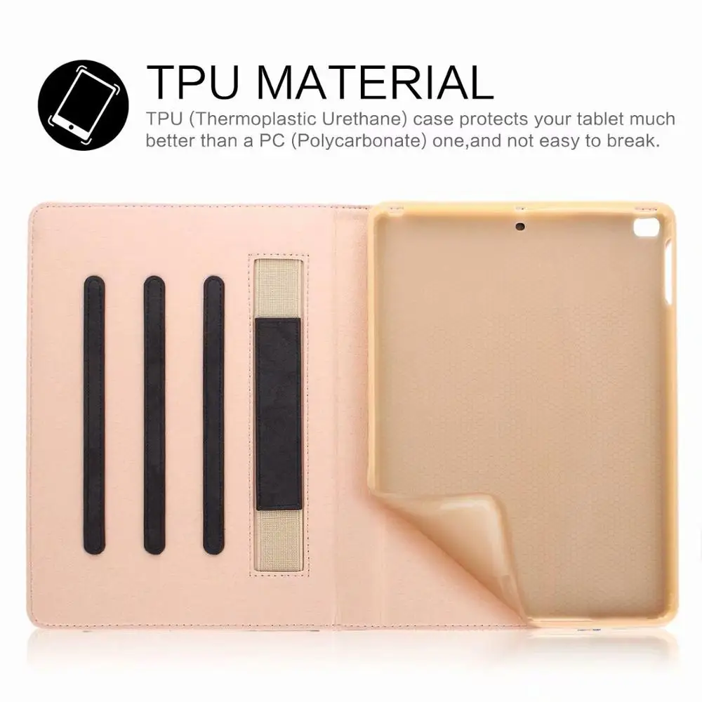 
PU Leather For IPad 9.7 Inch 2018/2017 Case, Premium Leather Business Slim Folding Stand Folio Cover with Auto Wake/Sleep 