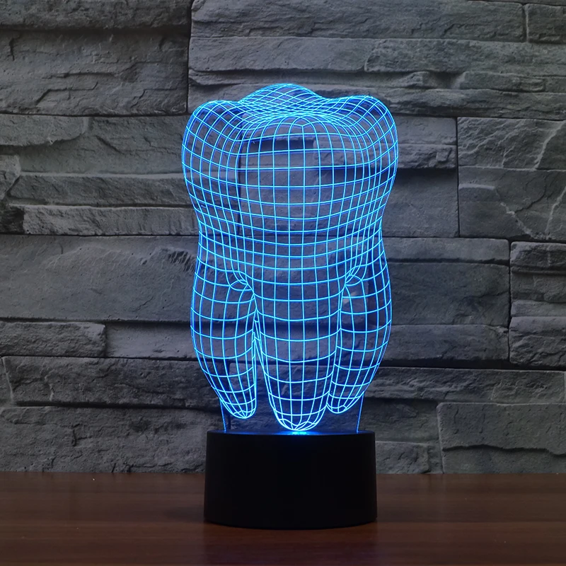 FS-2874 3d illusion led night light with tooth shape table lamp for dentist decorative light