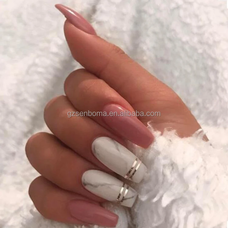 Senboma new trendy fake nails marble salon nail designs Artificial Nails