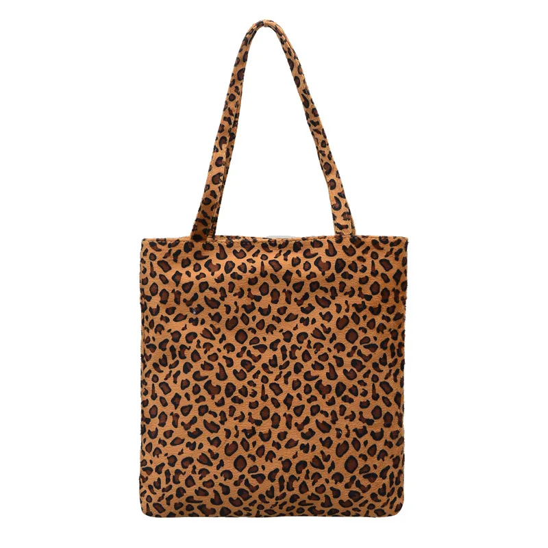 High quality tote bag women canvas handbag leopard print shopping shoulder bag