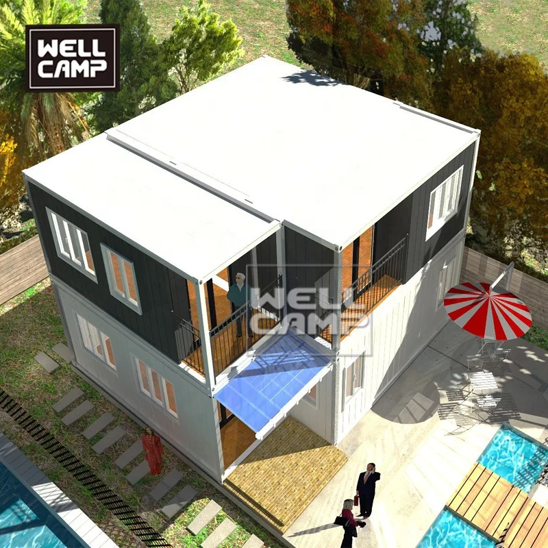 Modern living flat pack container house two floor container vans holiday customized prefab villa