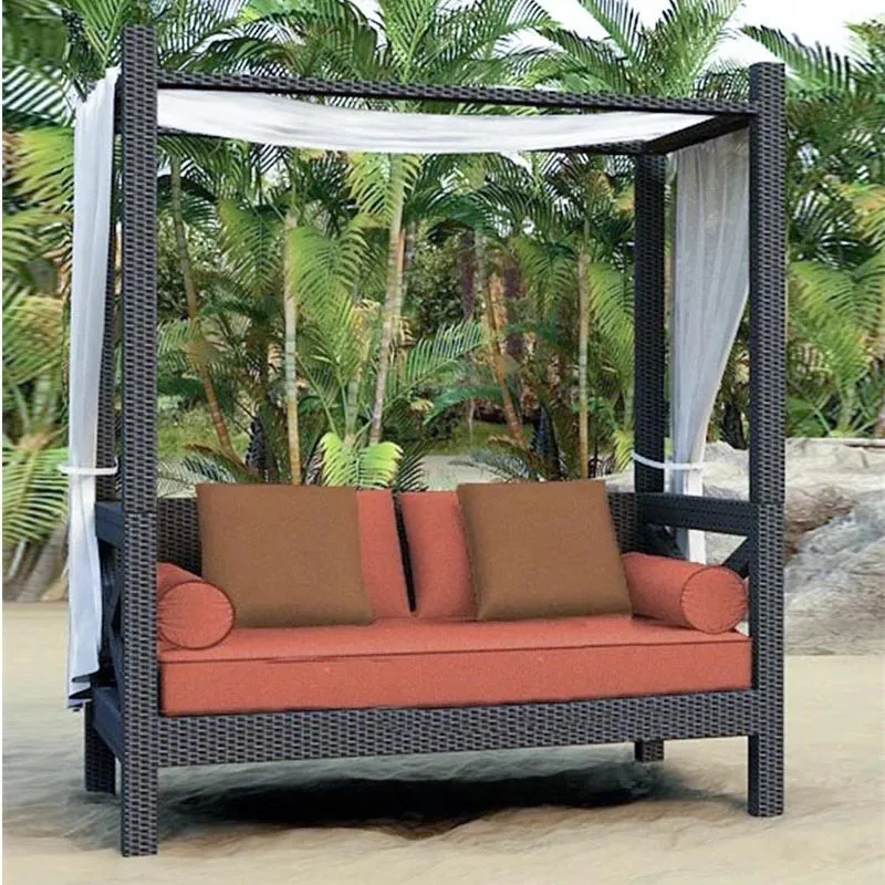 Modern style garden sun leisure furniture outdoor wicker canopy lounge bed