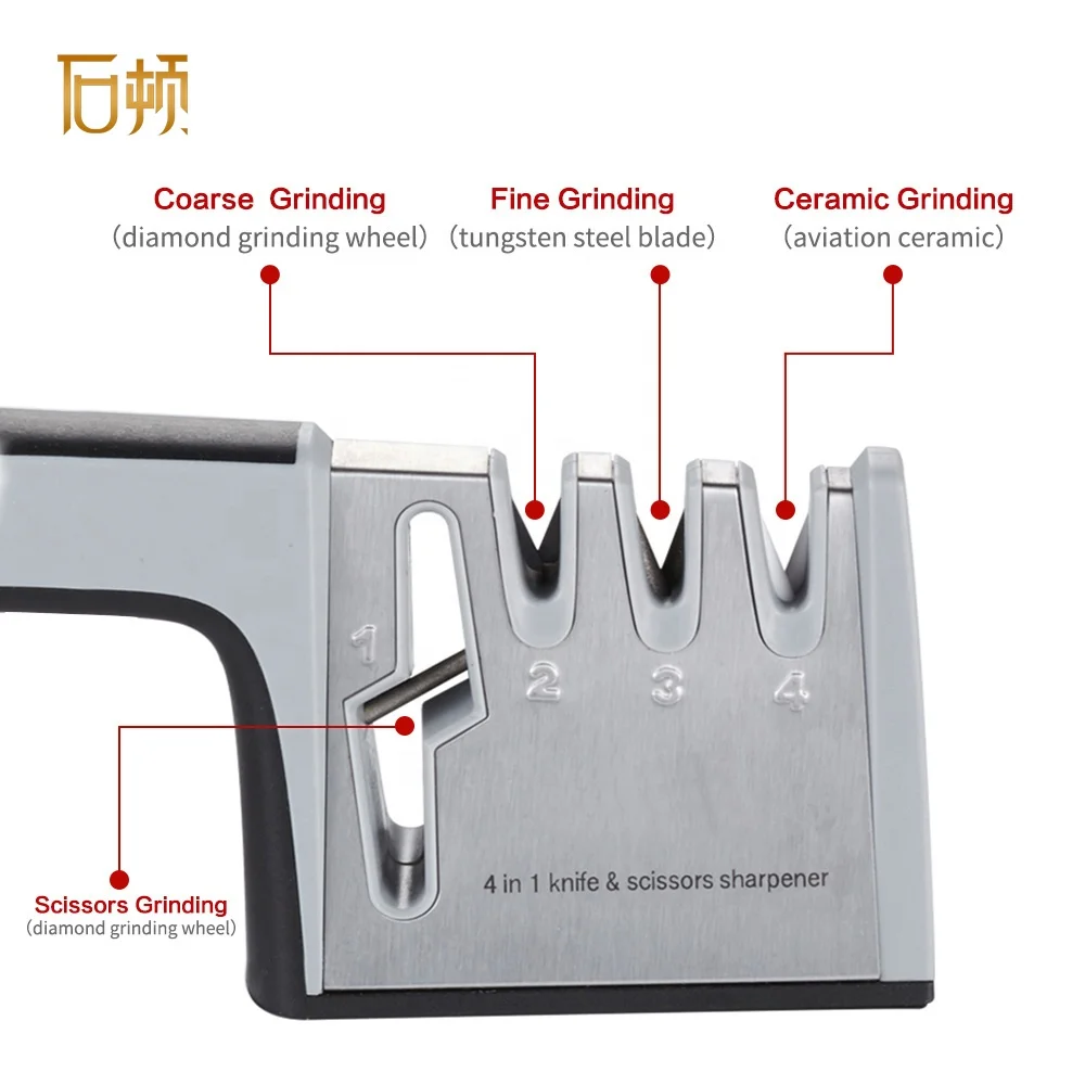 Многофункциональный инструмент для заточки ножниц, кухонная утварь из нержавеющей стали Delta 4 в 1, профессиональная точилка для ножей и ножниц