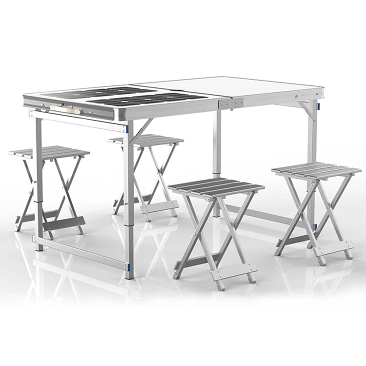 outdoor used height adjustable folding solar table