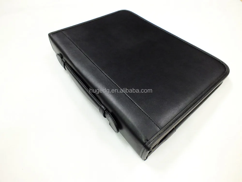 Customize different designs A4 A5 leather zipper portfolio with notepad