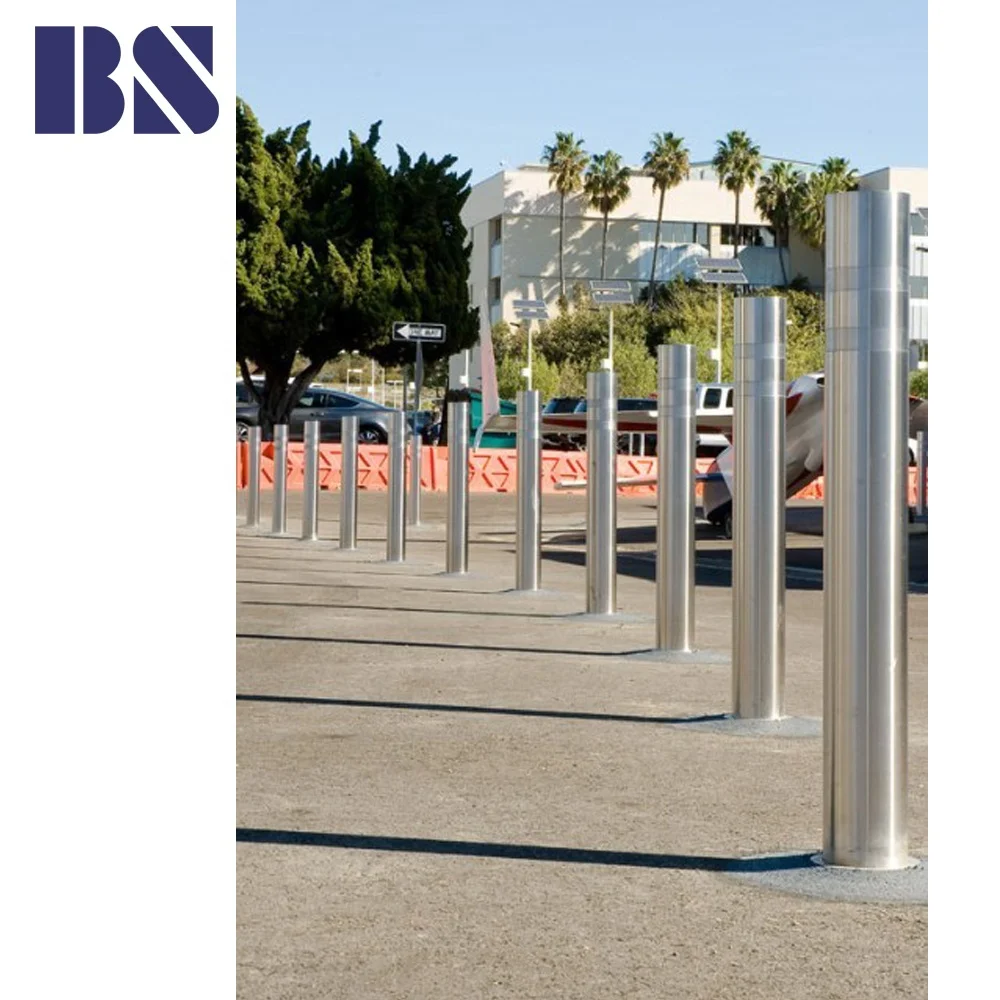 In-ground Stainless Steel Metal Traffic Manual Fixed Parking Bollard For Vehicle Access Control