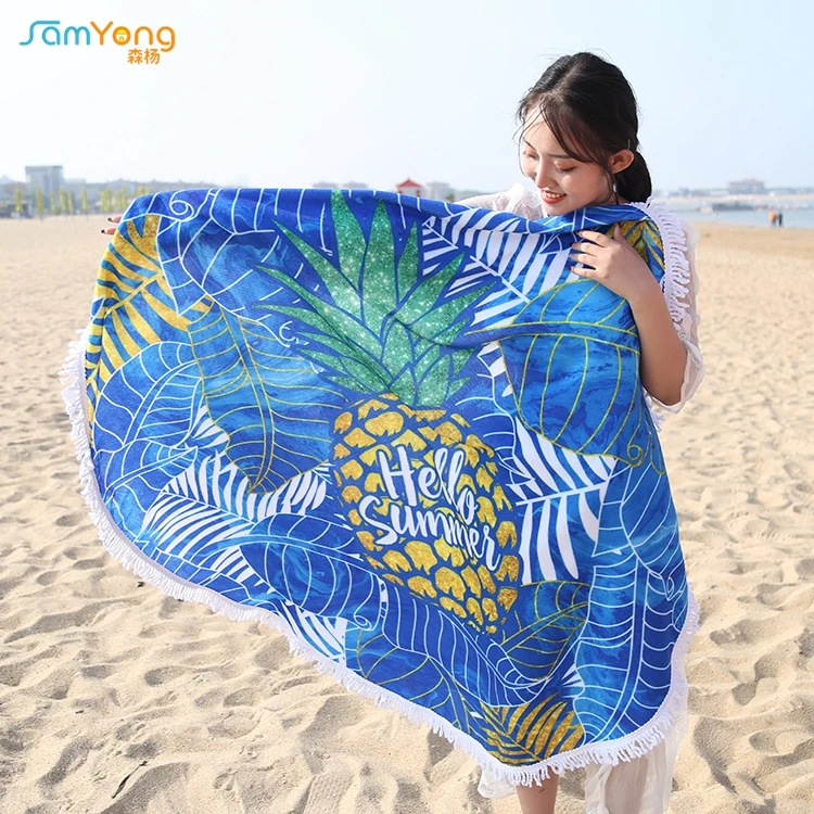 Factory Price Quick Dry Turkish  micro fiber  beach towel custom logo microfiber round beach towel