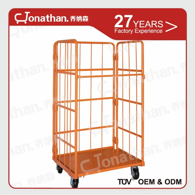 Powder coated folding transport wire, roller container trolley