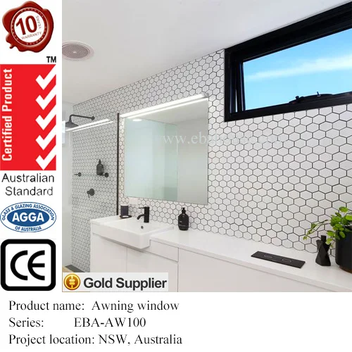 
double glazed windows australia standard EBAHOUSE awning window with chain winder AS2047 aluminium window frames 