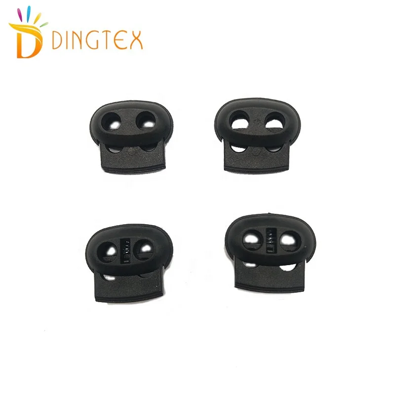 Высококачественная Черная пружинная Регулируемая Пластиковая Пробка для шнура с двумя отверстиями