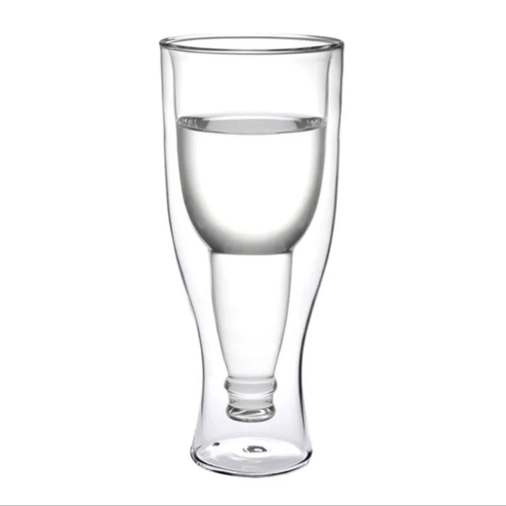 350ml high borosilicate heat-resistant double beer glass mug