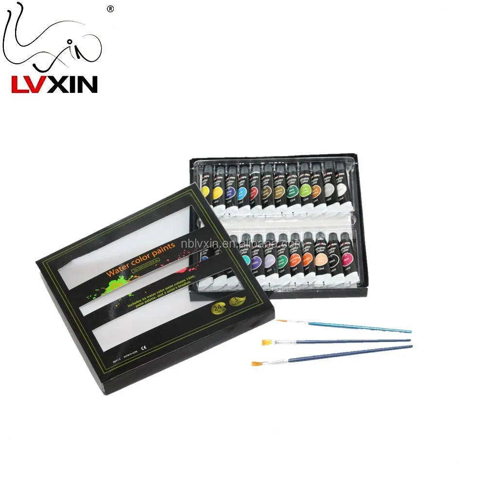 Premium Quality 12 ml / 0.4 Oz Non Toxic & Vivid Colors Watercolor Paint Set 24 Colors