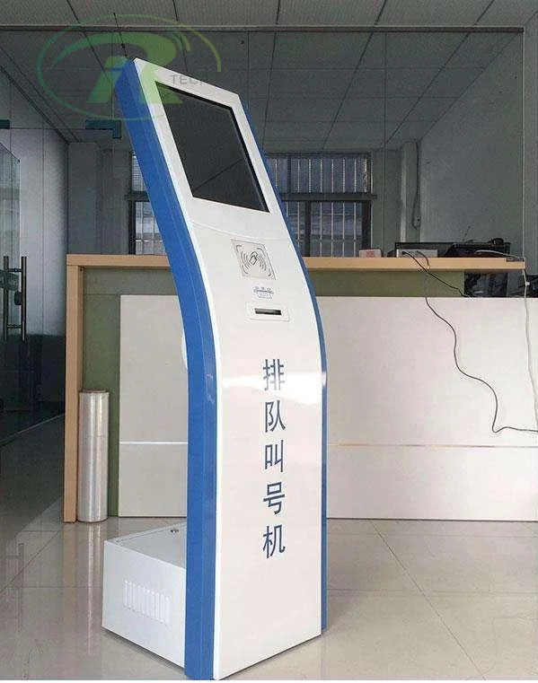 China manufacturer IRTECH touch screen queue management system ticket dispenser kiosk with LED display