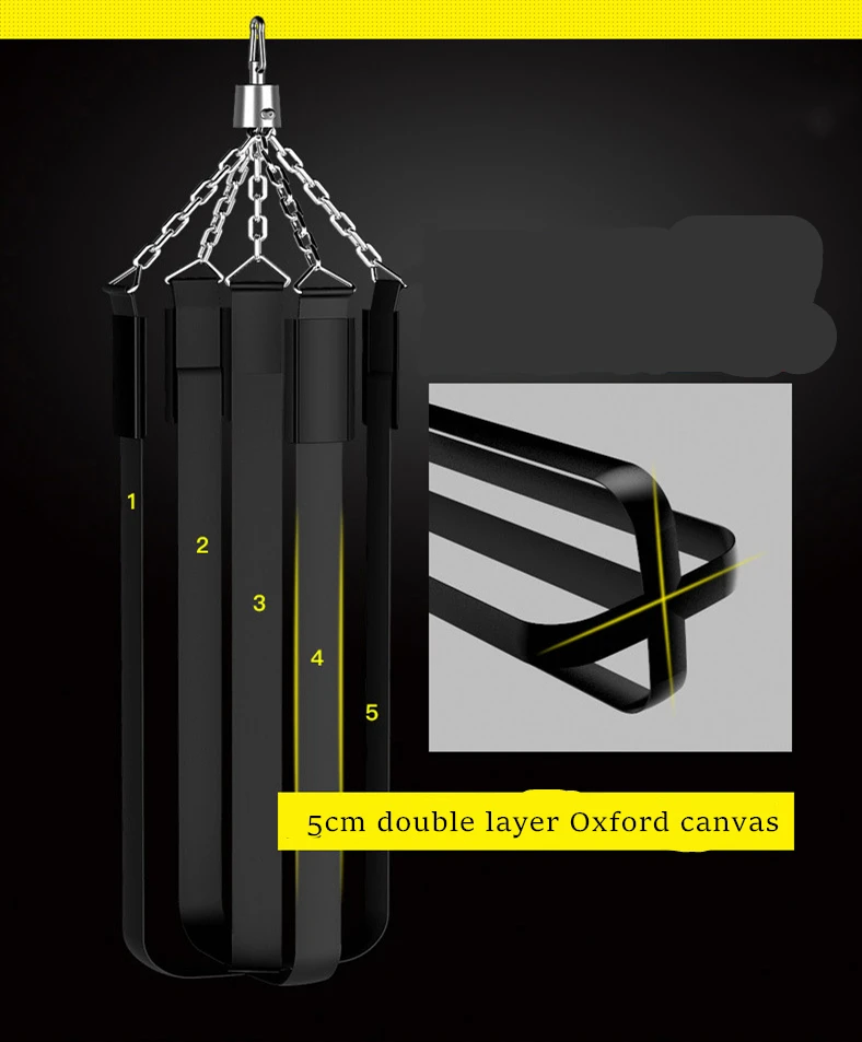 
Professional Boxing Training MMA Equipment Punching Bag Heavy Bag with Chain Ceiling Hook 100cm 