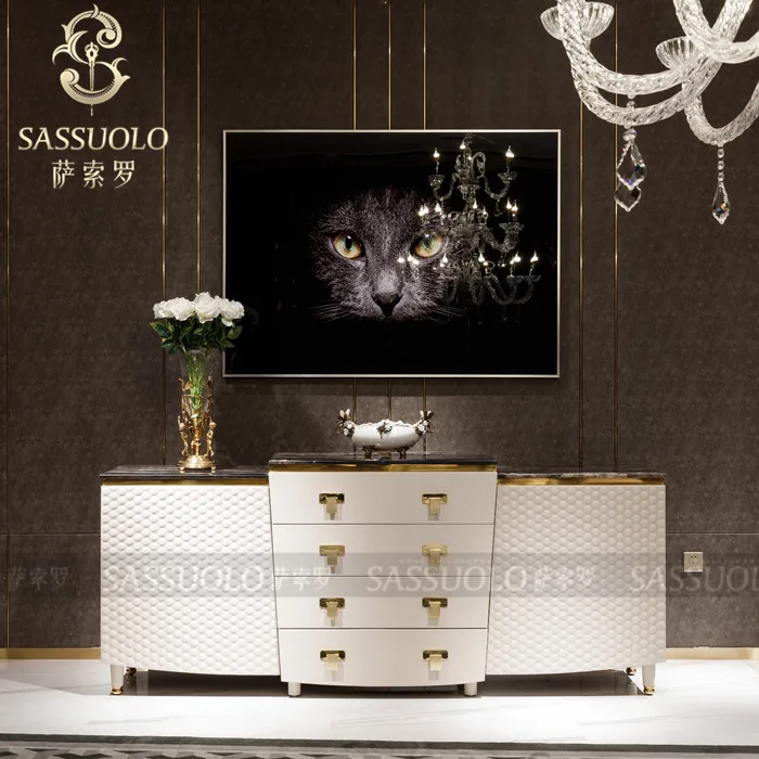 
Sassuolo best-selling Postmodern Design Stainless Steel Leather Marble sideboard 