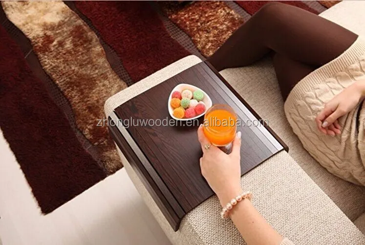 CXZL 17052 Wooden Sofa Arm Clip on Snack Table Wood Chair Armrest Tray