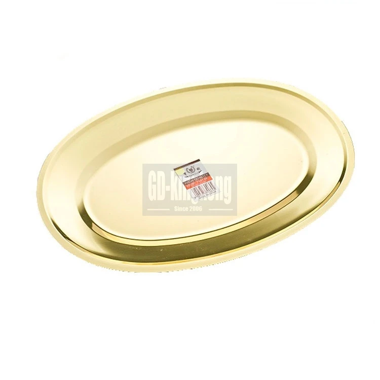 GUANGDONG KINGKONG arabic style gold bronze copper Food serving dish stainless steel egg shape dish plate