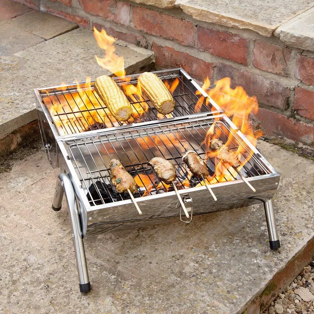 Small barrel charcoal stainless steel barbecue two side bbq grill